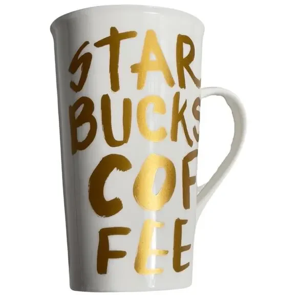 Starbucks Mug 16 oz White With Gold Starbucks Coffee Lettering - No Chips/Cracks - Picture 2 of 15